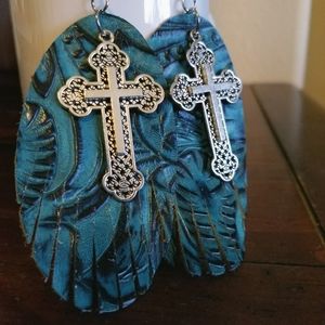 Handmade leather earrings